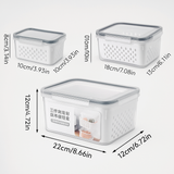 Conjunto de 3 Potes Organizadores com Tampa e Filtro Dreno