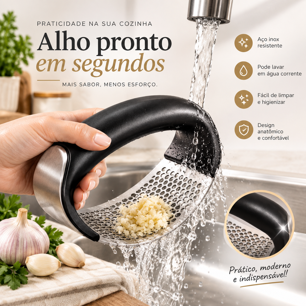 Espremedor de Alho em Aço Inox