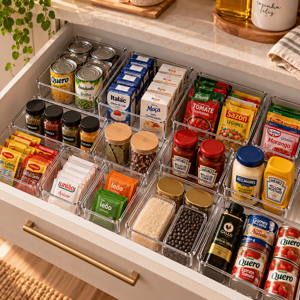 Kit Organizador com 14 Módulos Cristal para Gavetas