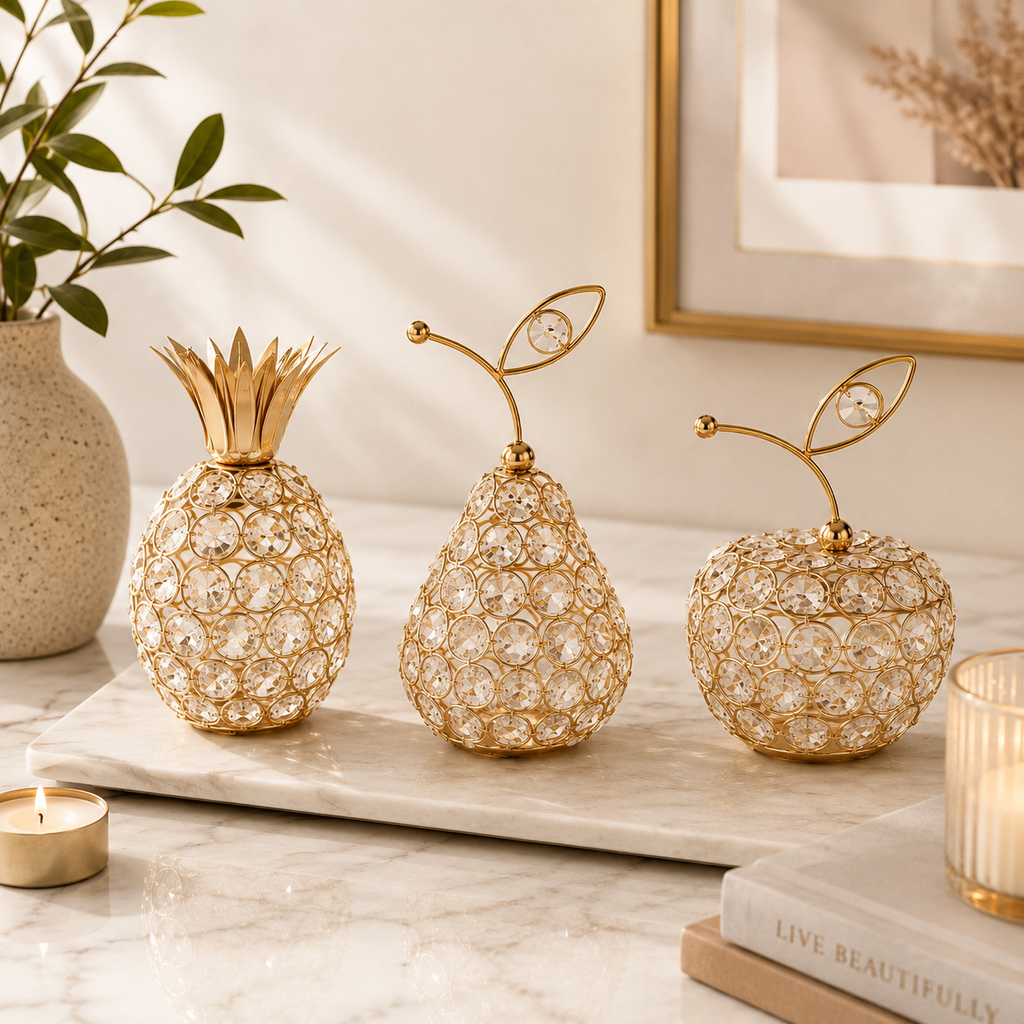 porta-velas dourado
castiçal de luxo
porta-velas com cristais
decoração de mesa posta
castiçal para jantar
decoração sofisticada
porta-velas elegante
decoração para sala de jantar

Castiçal dourado com cristais para velas grandes. Uma peça elegante para mesa posta, jantares e decoração, trazendo charme e sofisticação ao ambiente.