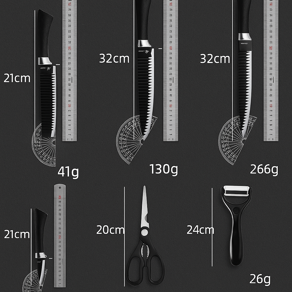 Conjunto 6 peças de facas de aço inoxidável