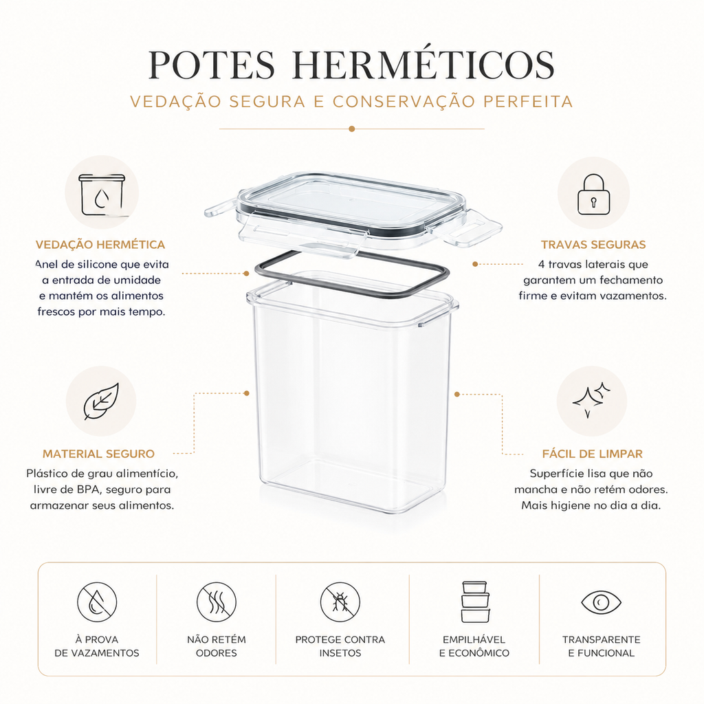 15 Potes Herméticos Premium