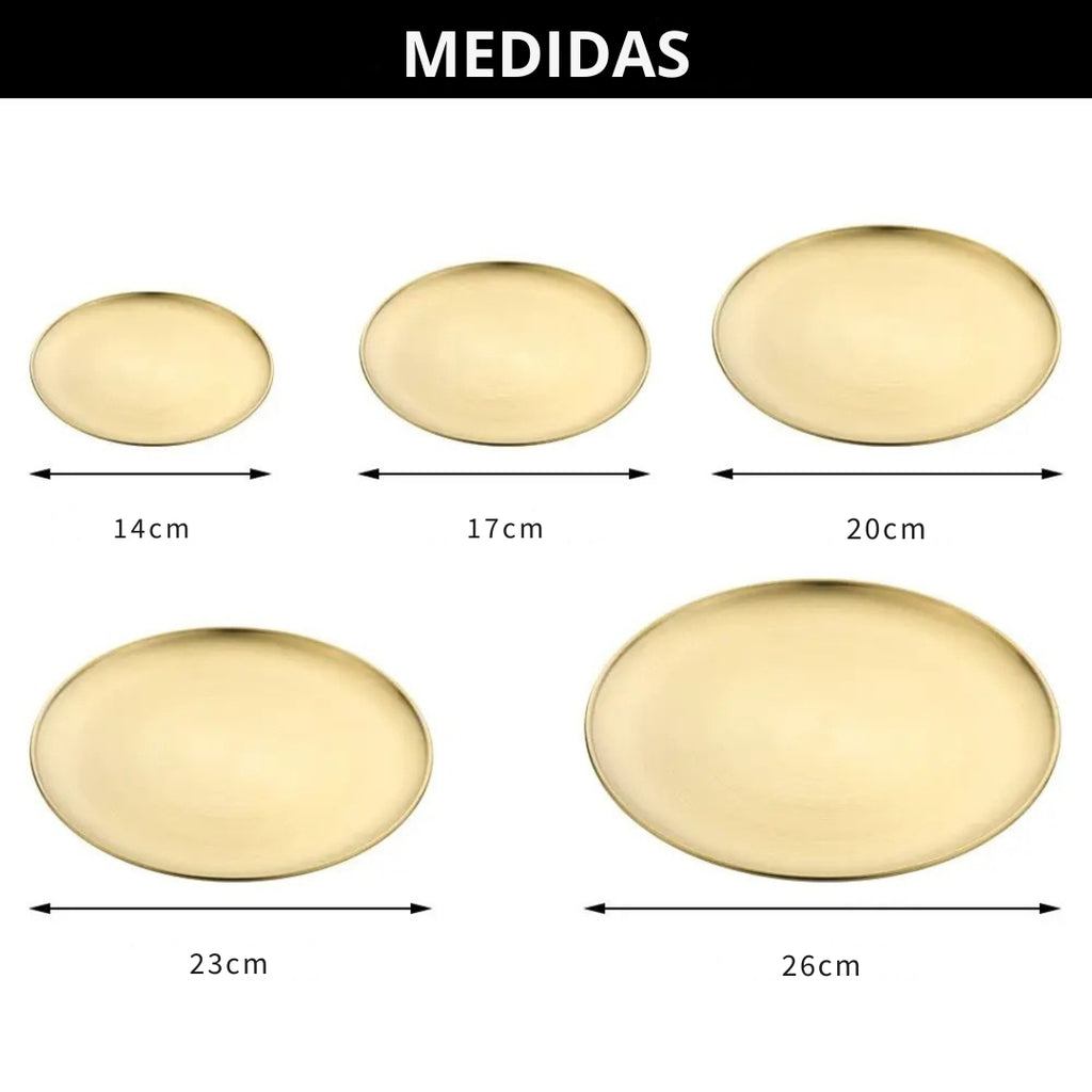 SOLARIS - bandeja rasa de aço inox dourada/prateada