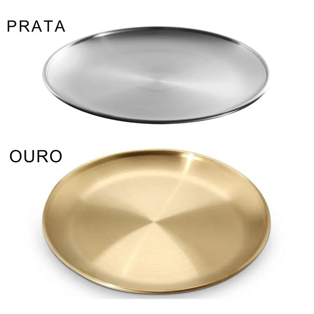SOLARIS - bandeja rasa de aço inox dourada/prateada