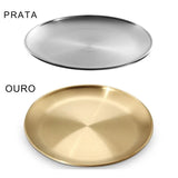 SOLARIS - bandeja rasa de aço inox dourada/prateada