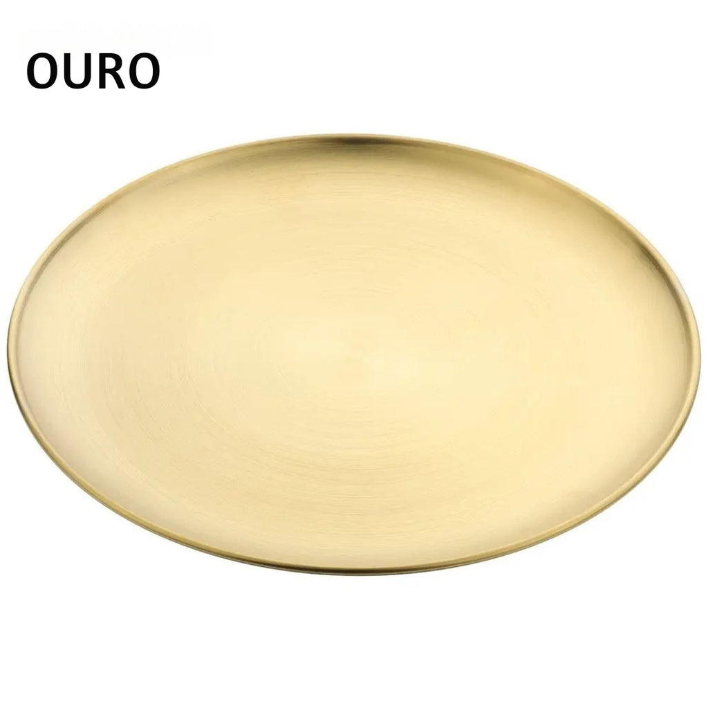 SOLARIS - bandeja rasa de aço inox dourada/prateada