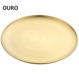 SOLARIS - bandeja rasa de aço inox dourada/prateada