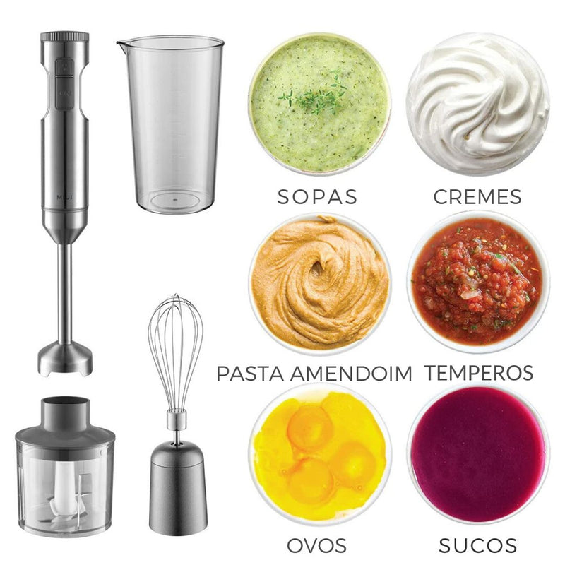 Liquidificador de imersão manual MIUI 1000W poderoso 4 em 1