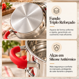 Conjunto de Panelas Inox Seoul by Always com 16 peças