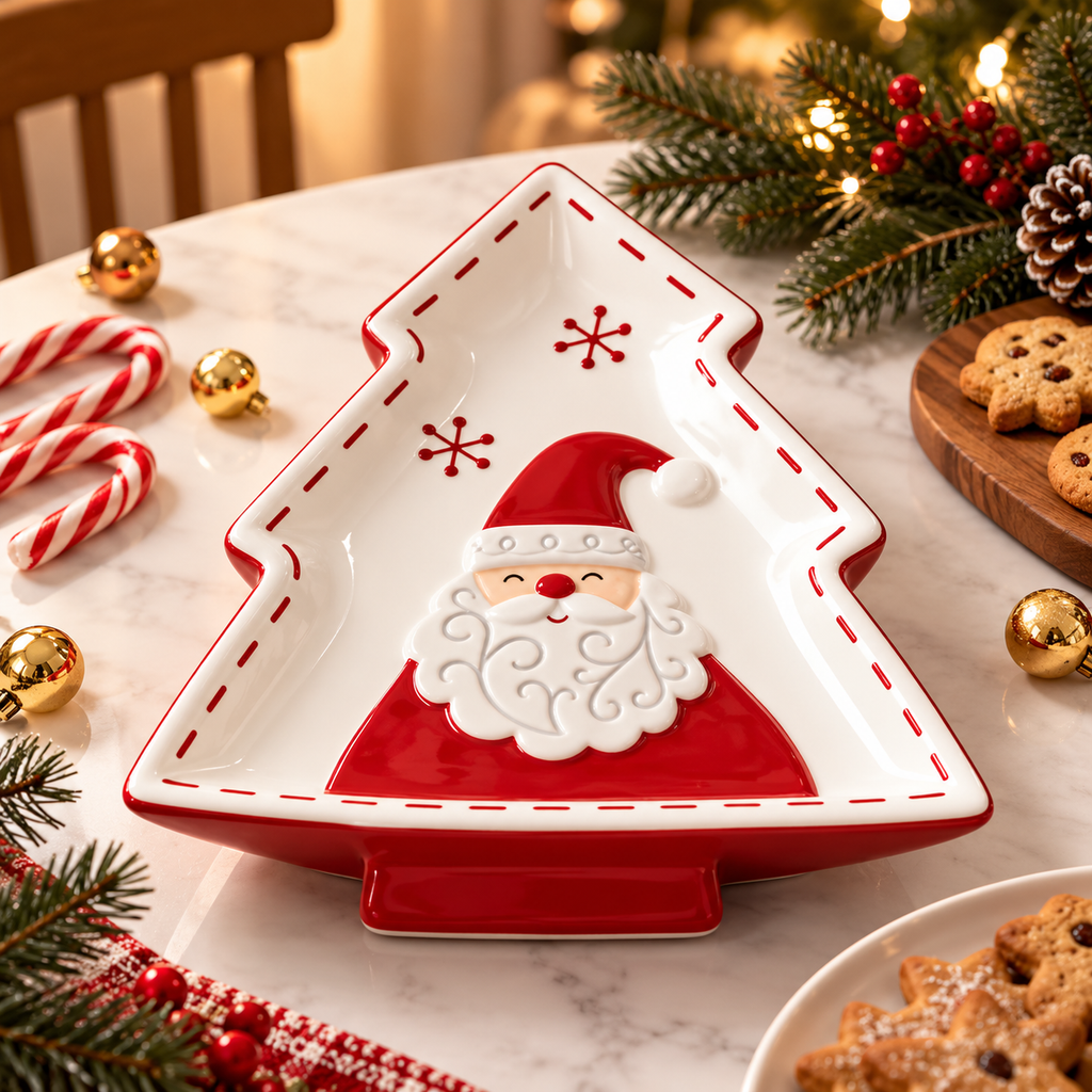 Travessa Natalina Papai Noel em Cerâmica