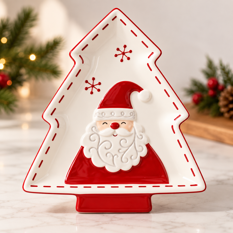 Travessa Natalina Papai Noel em Cerâmica